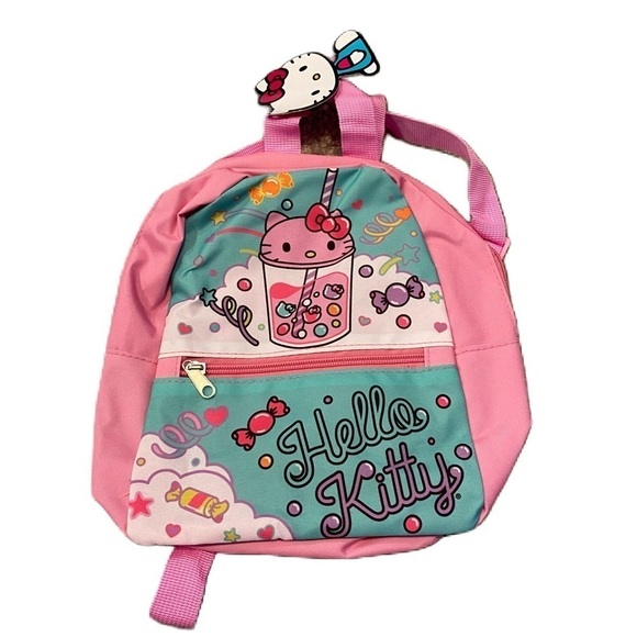 Hello Kitty Bubble Tea Mini Book Bag Backpack NEW Pink Boba - Picture 1 of 3